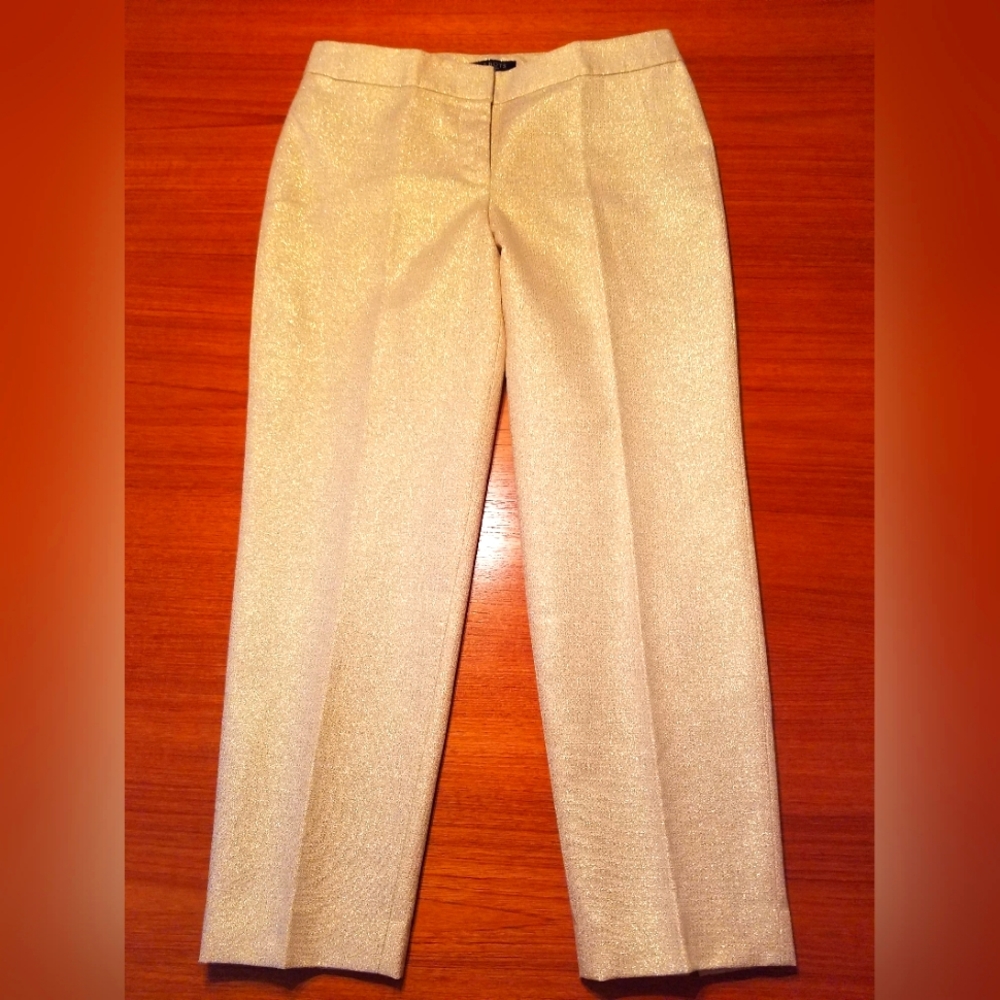 NWT: Talbots Signature Lurex Gold Jacquard Cocktail Party Pants